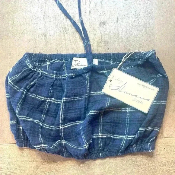 Vintage Havana flannel tube top with tie, NWT, size Medium - Picture 1 of 4